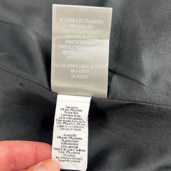 Soia & Kyo Jana Wool Blend Asymmetrical Leather Trim Coat Navy Size Small - Picture 6 of 7